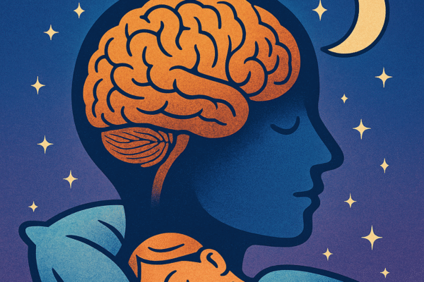 Artistic visualization of how sleep affects the brain. Shows neural activity, rest, and nighttime symbolism—ideal for neuroscience or sleep-related articles.
